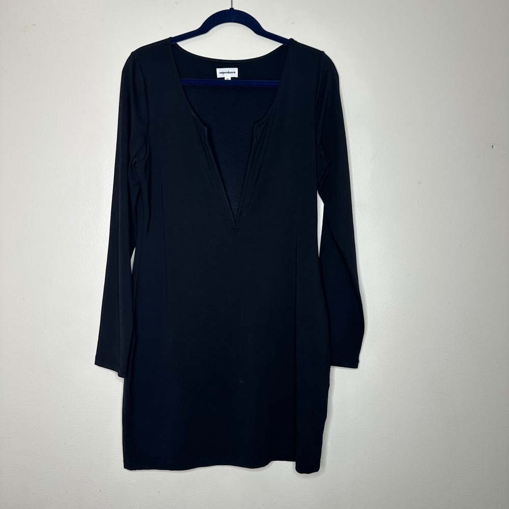 superdown Emmy Deep V-Neck Black Dress Long Sleeve Mini size XL - Picture 3 of 7